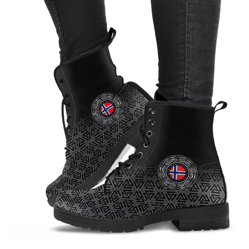 Viking Leather Boots Norway Coat Of Arms RLT12