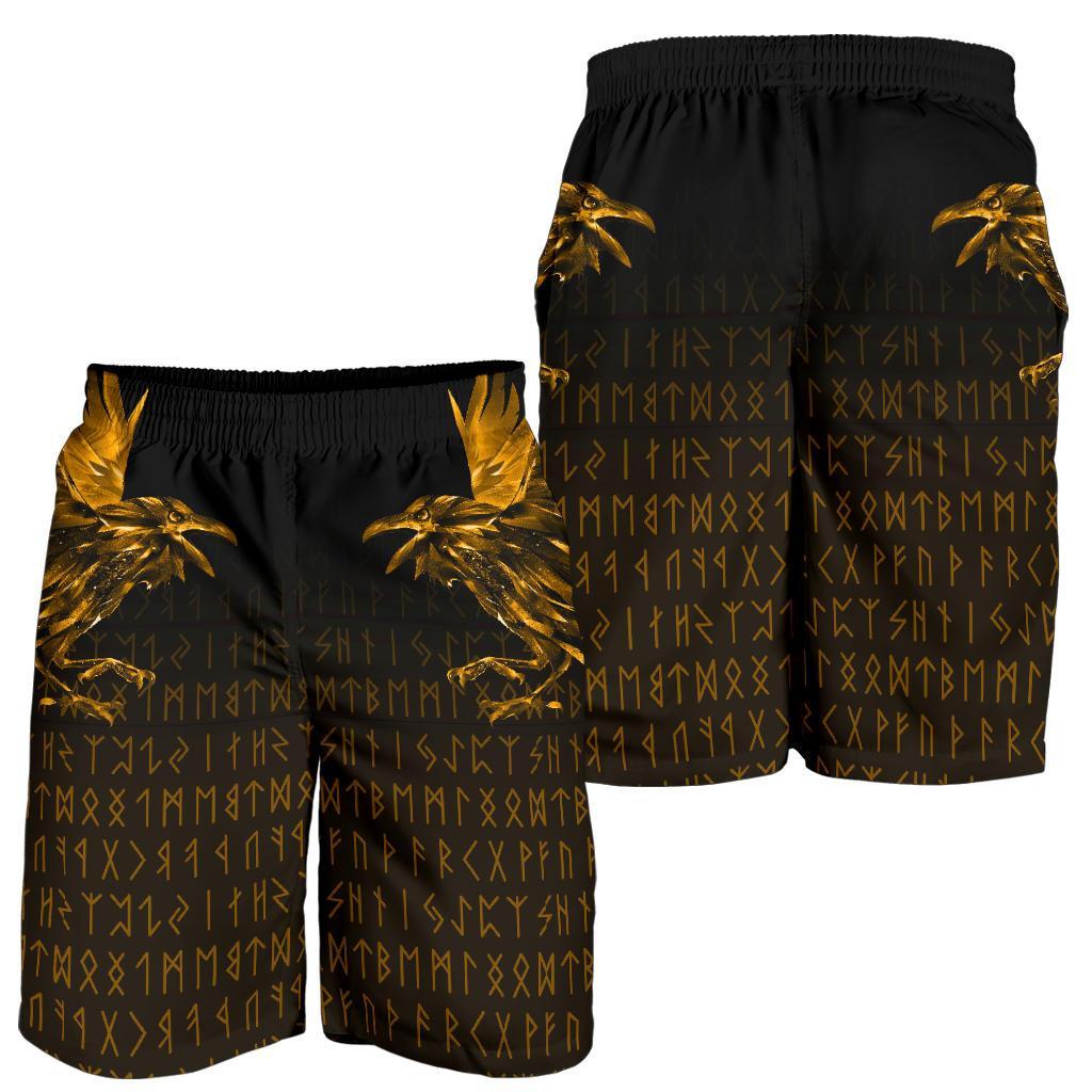 Viking Men's Shorts - The Raven Of Odin Rune, Gold RLT12