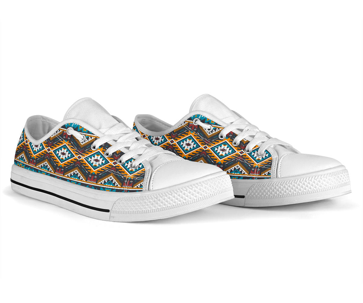 Native American Yellow Aztec Geometric Low Top Shoes LT10