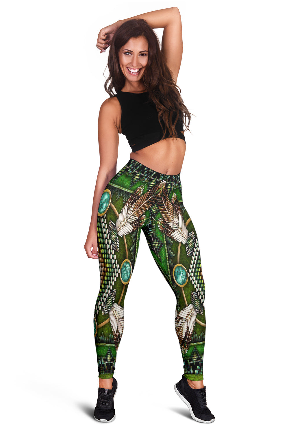 Naumaddic Arts Green Native American Leggings LT10