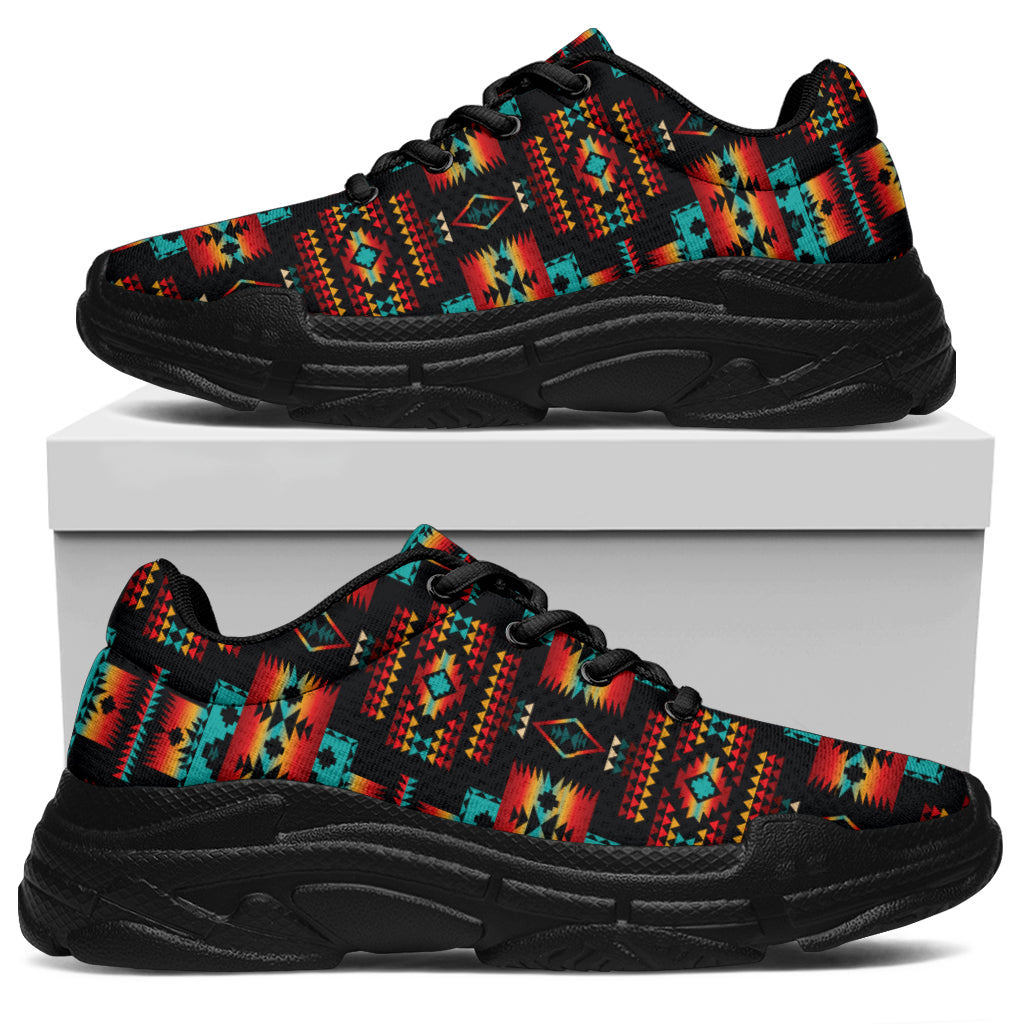 Navy Native Tribes Pattern Native American Chunky Sneakers LT10