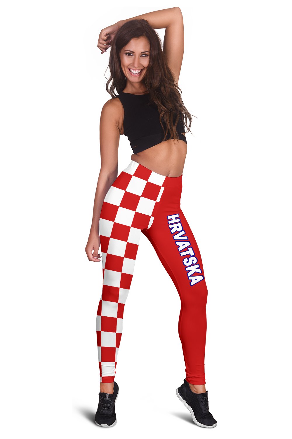 Croatia Women's Leggings Checkerboard Half Style