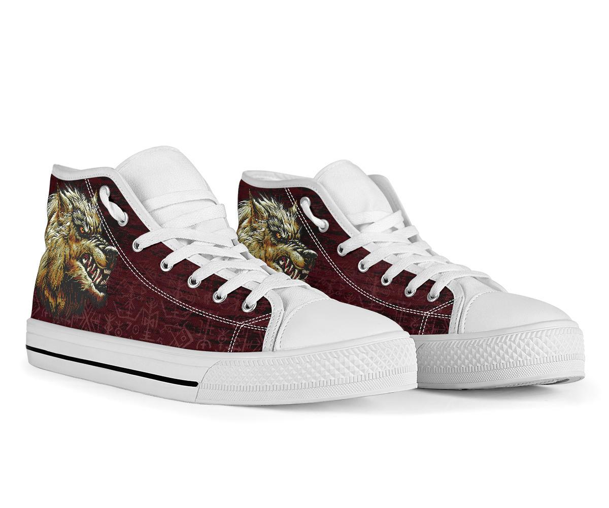 Viking High Top Shoes Fenrir On The Blood Moon Background RLT12