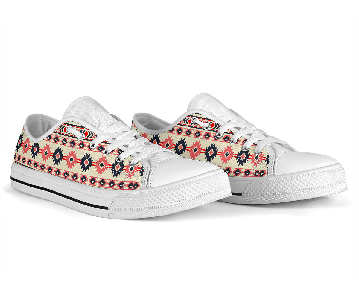 Pink and Navy Pattern Native American No Box Low Top Shoes Black LT10