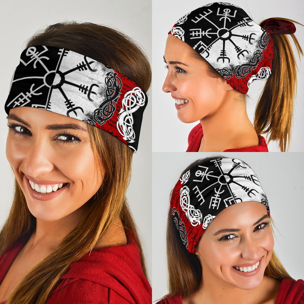 Viking Bandana 3 Pack Raven Of Odin and Symbol Viking On Blood Background RLT12