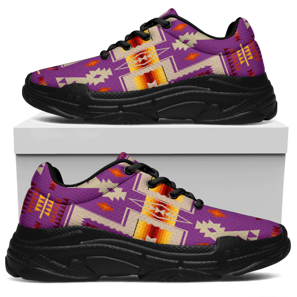 Native American Light Purple Tribe Design Chunky Sneakers LT10