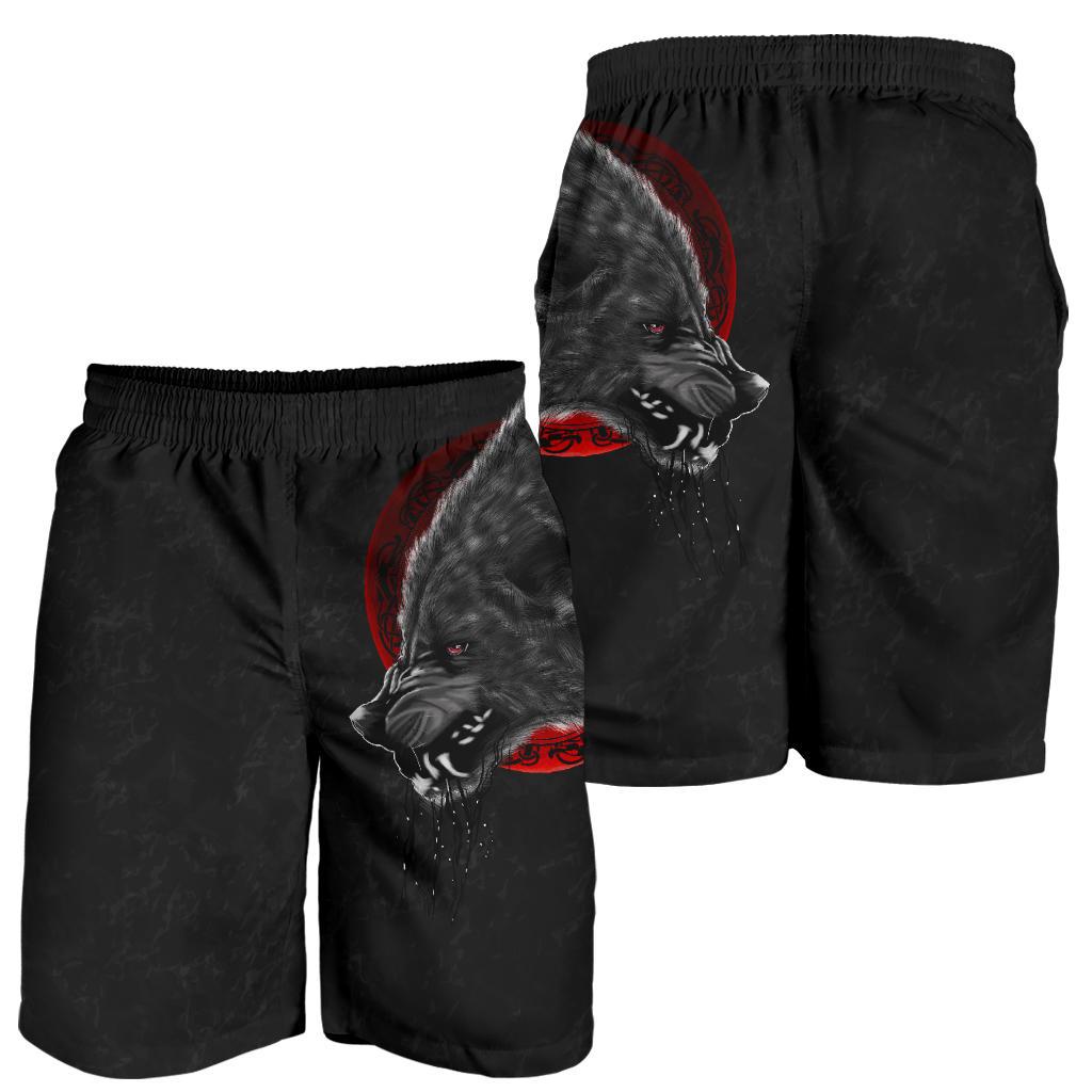 Viking Men's Shorts Wolf and Blood Moon RLT12