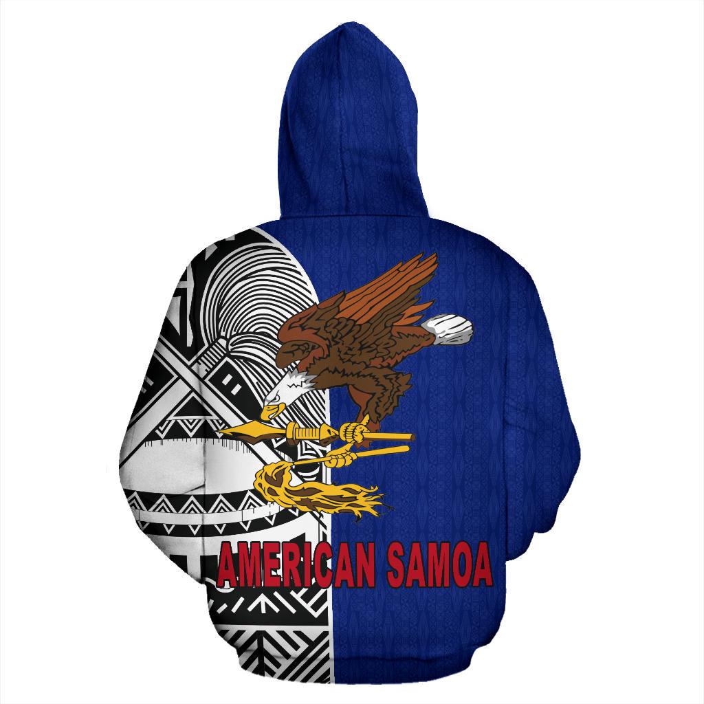 American Samoa All Over Zip Up Hoodie Polynesian Shoulder Style