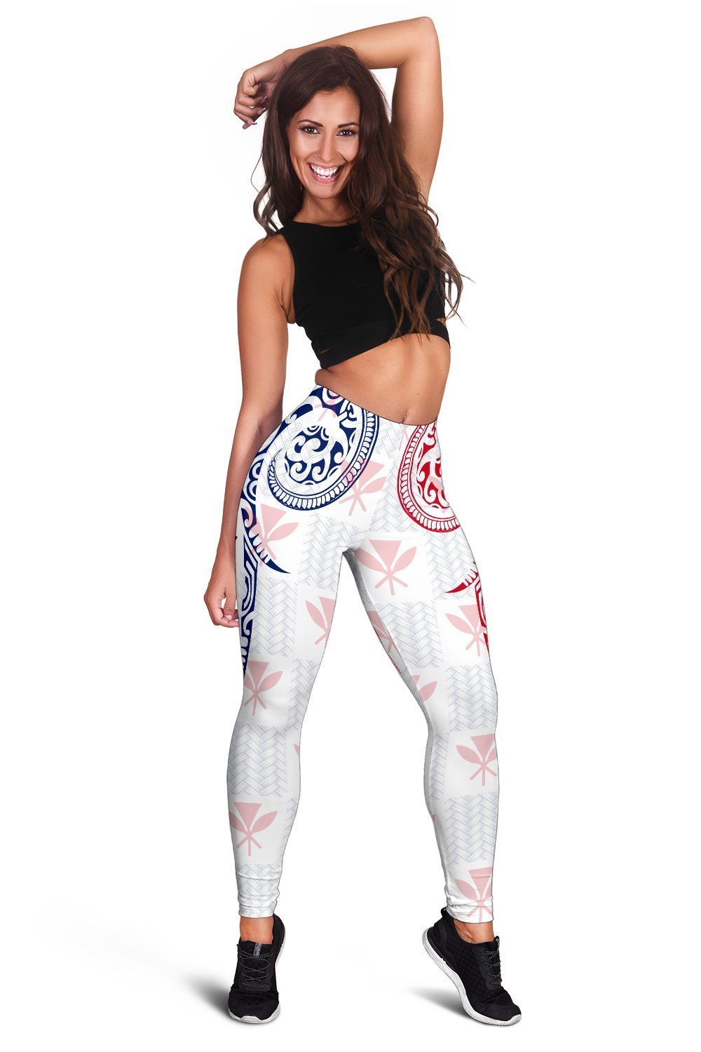 Hawaiian Kanaka Women's Leggings Flag Nation Demodern White