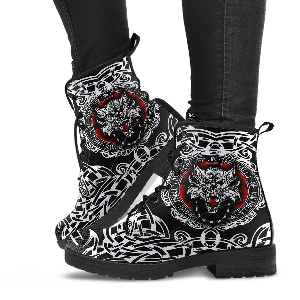 Viking Leather Boots, Fenrir Wolf RLT12