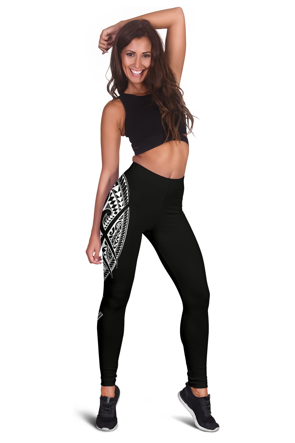 Cook Islands State Tattoo Swirly White Polynesian Women's Leggings