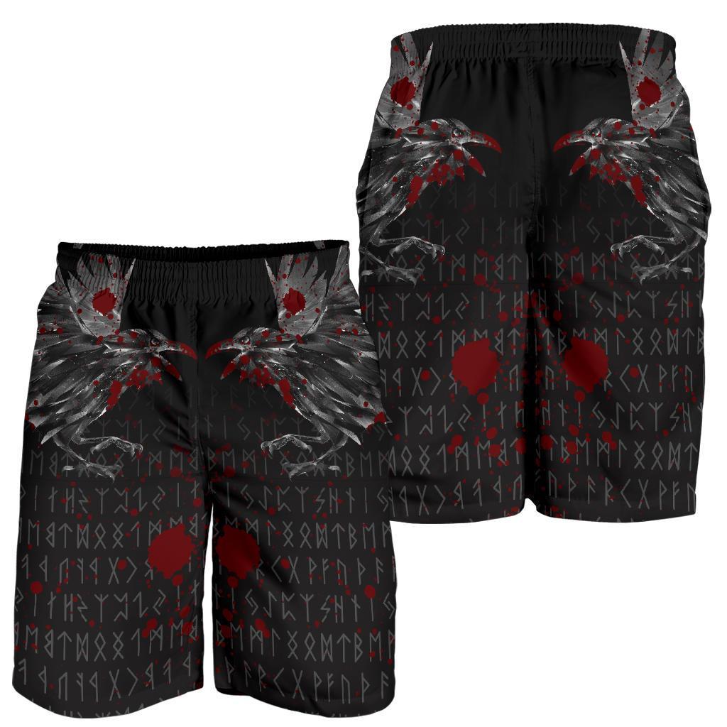 Viking Men's Shorts - The Raven Of Odin Rune Blood RLT12