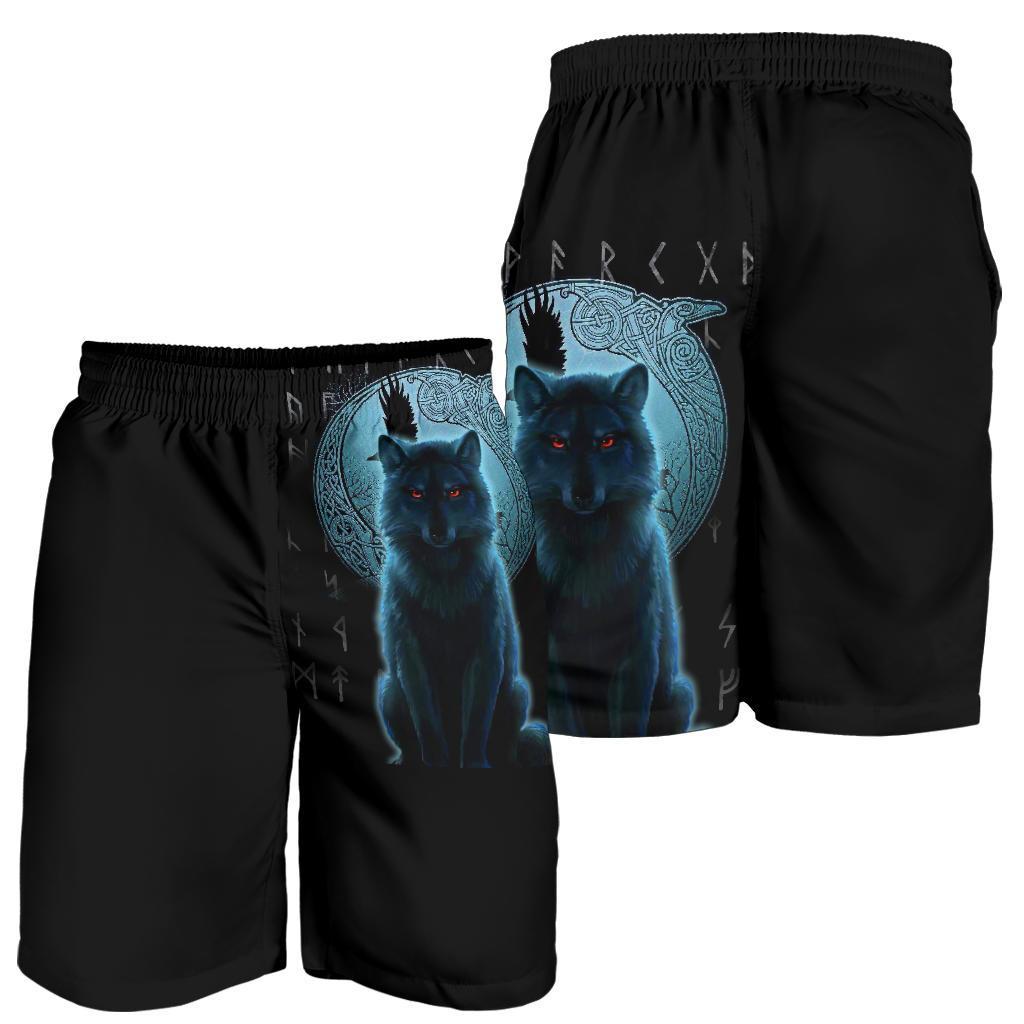 Viking Men's Shorts, Fenrir Viking Wolf and Moon RLT12