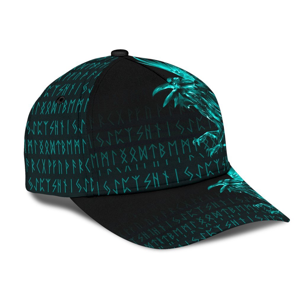 Viking Classic Cap The Raven Of Odin Rune Cyan RLT12