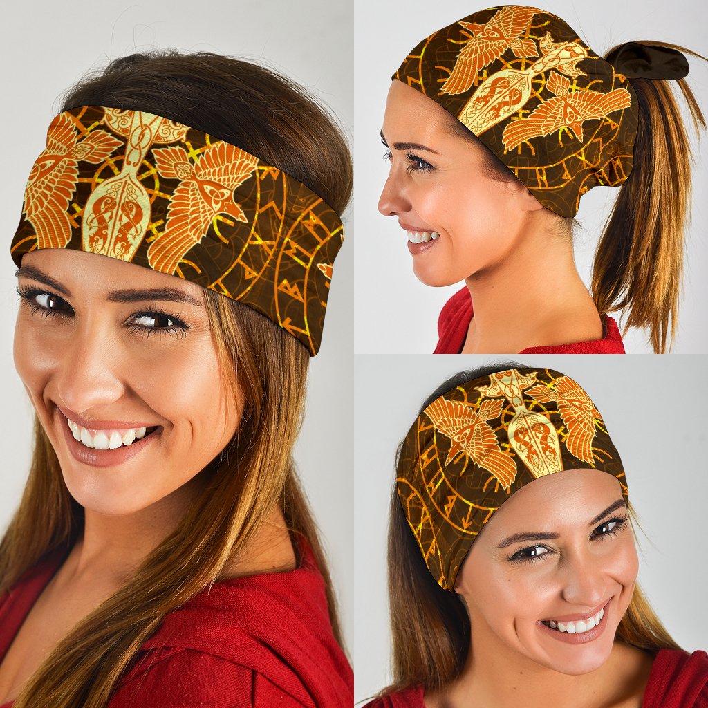 Viking Bandana 3 Pack Gold Spear Of The God Odin Gungnir and Two Gold Ravens RLT12