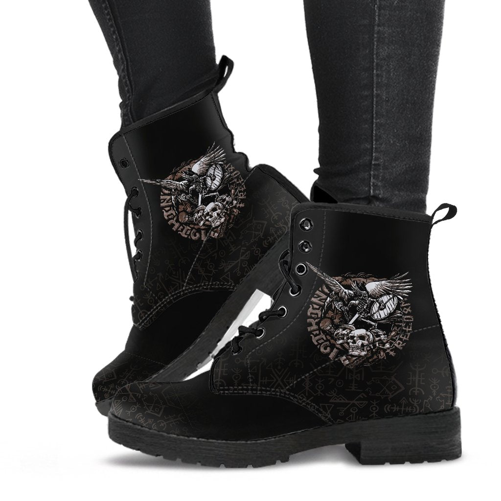 Viking Warrior Tattoo Odin Leather Boots RLT12
