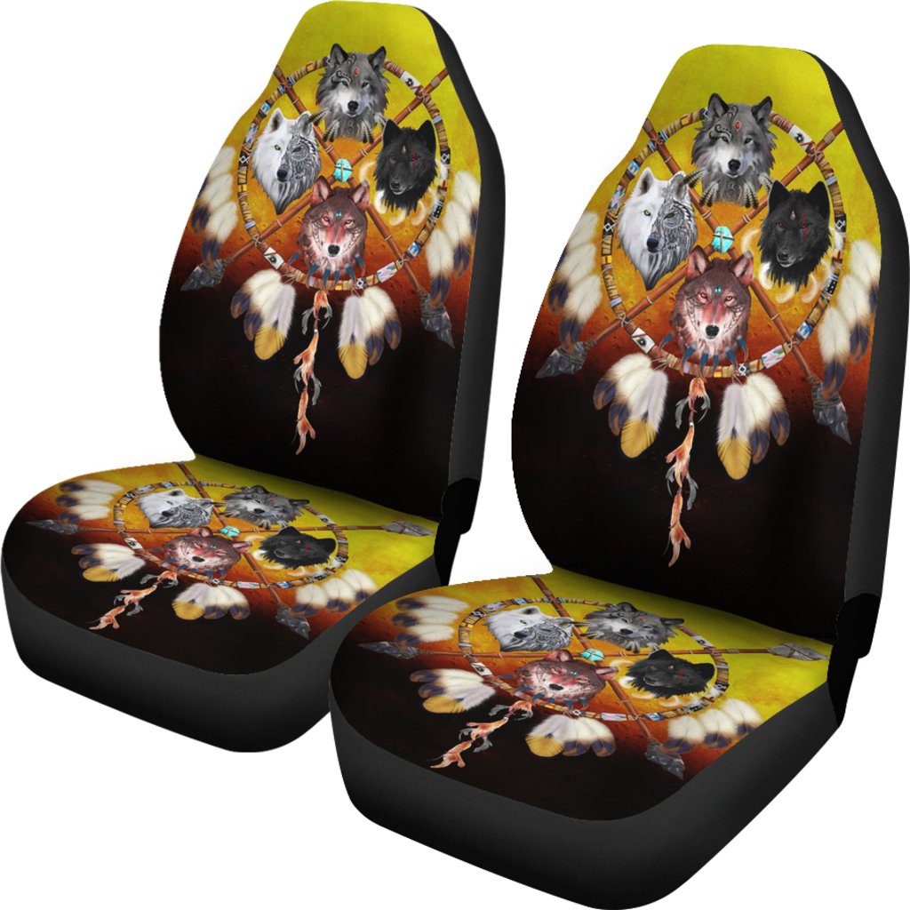 4 Wolves Warriors Native American Pride Car Seat Covers LT10