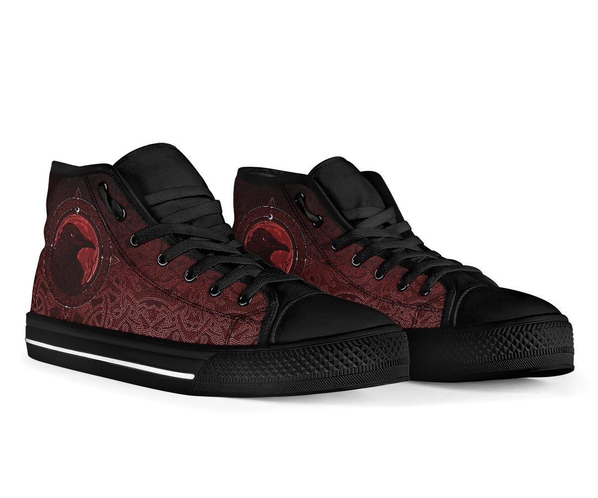 Viking High Top Shoes, Ethnic Odin Raven Red RLT12