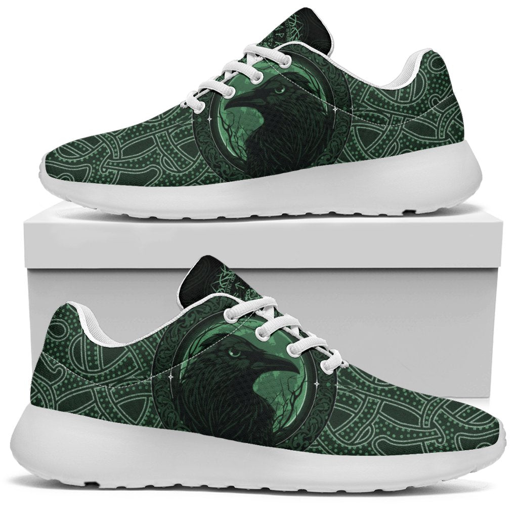 Viking Sporty Sneakers, Ethnic Odin Raven Green RLT12