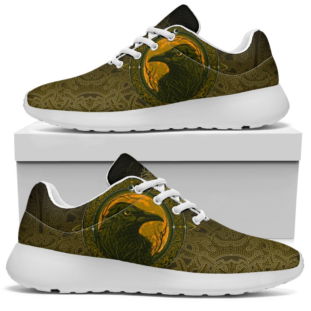 Viking Sporty Sneakers, Ethnic Odin Raven Gold RLT12