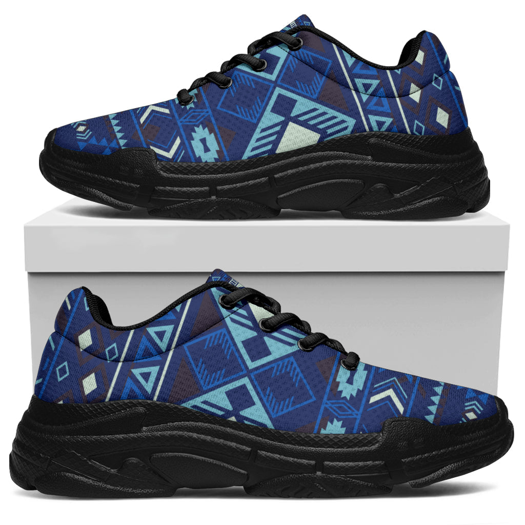 Navy Pattern Native American Chunky Sneakers LT10