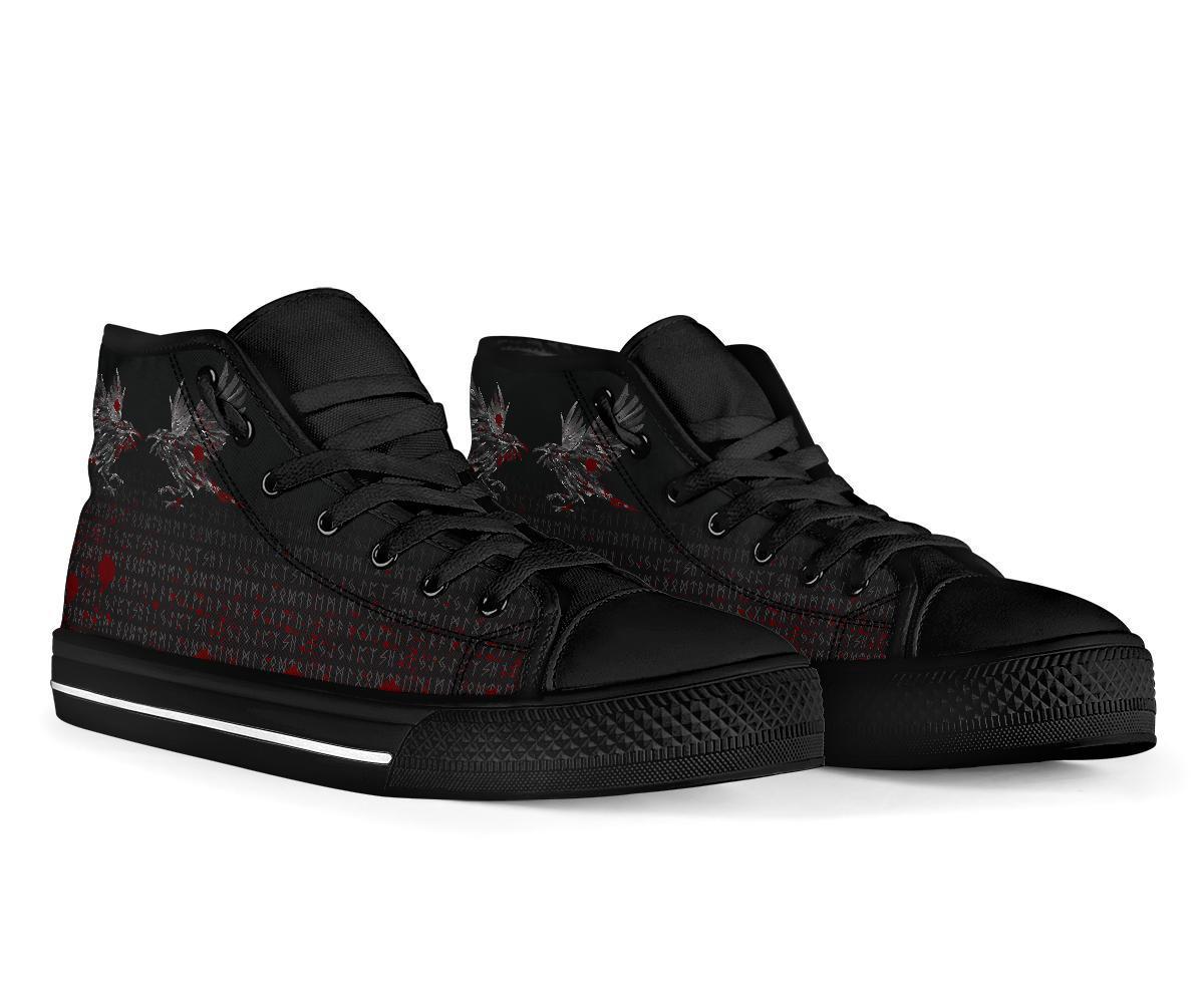Viking High Top Shoes Odin Huginn and Muninn Rune Blood RLT12