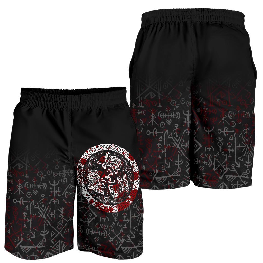 Viking All Over Print Men's Shorts Fierce Blood Wolf Symbol Of A Viking Nordic RLT12