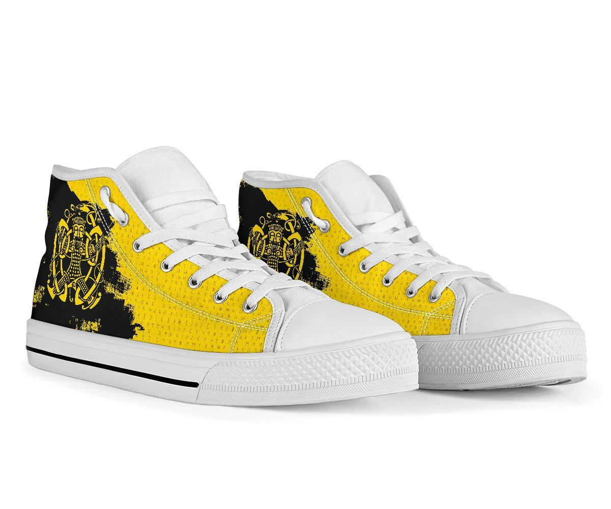 Viking High Top Shoes, Loki Bound Triskele Rune Gold RLT12