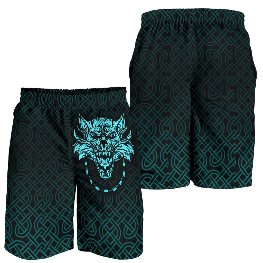 Viking All Over Print Men's Shorts Fenrir Viking Cyan 3D RLT12