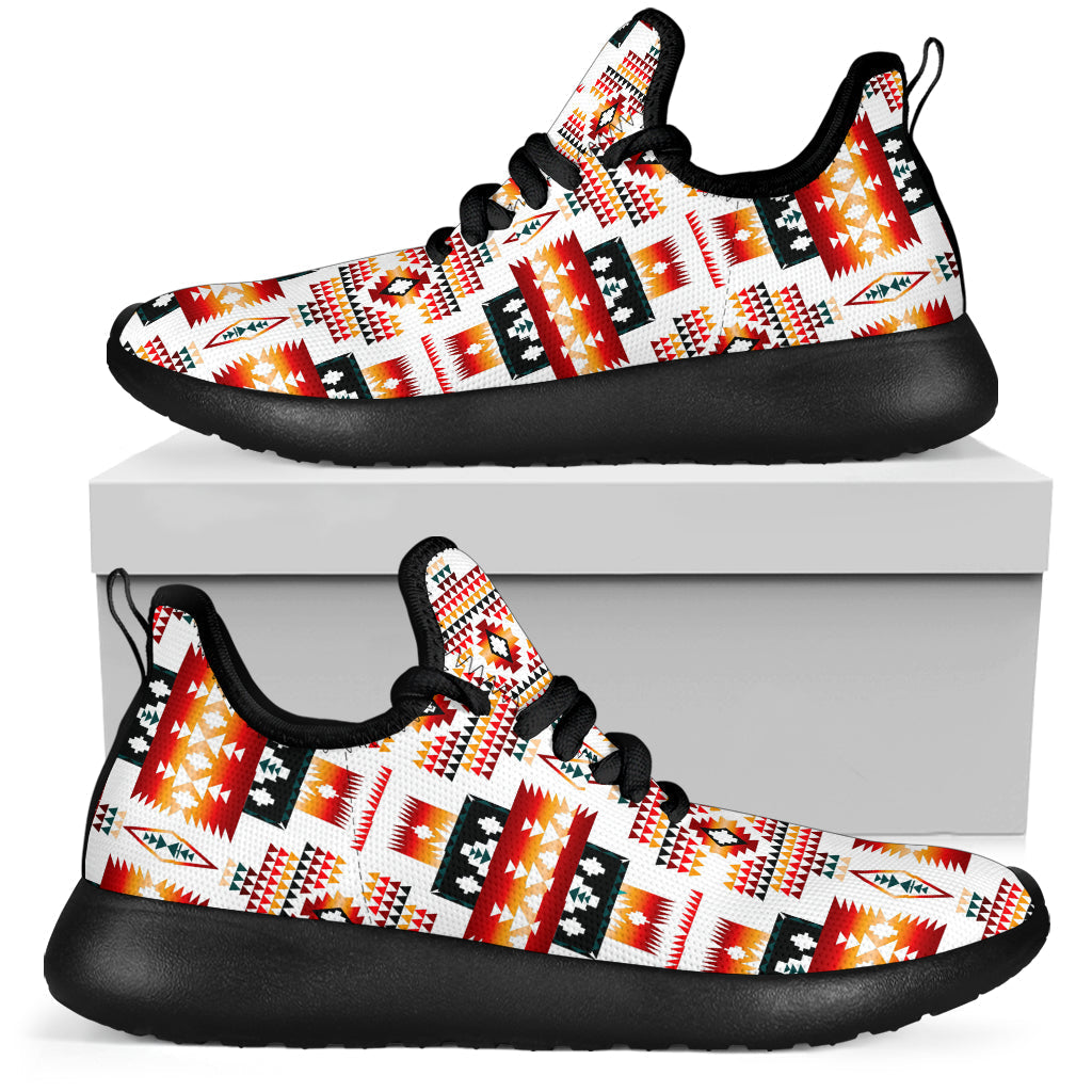 White Tribes Pattern Native American Mesh Knit Sneakers LT10