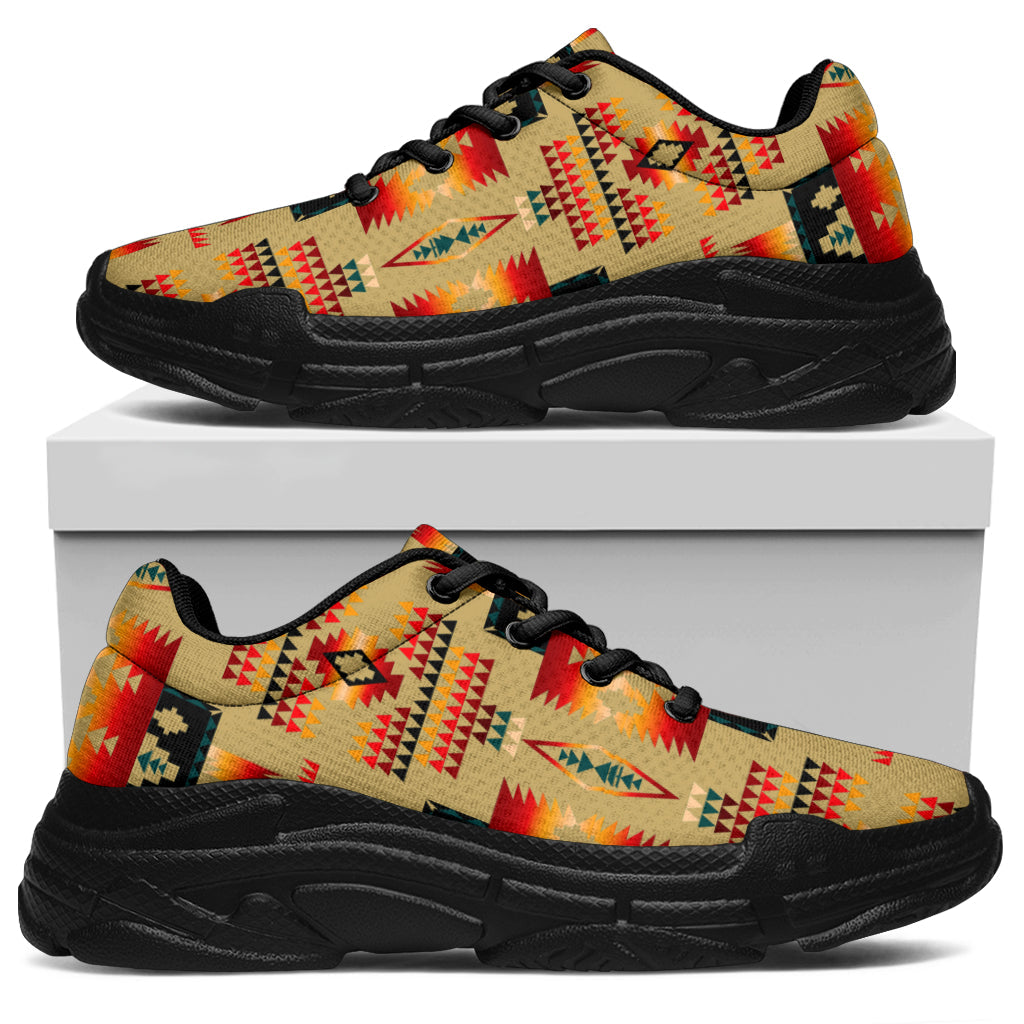 Native American Light Brown Pattern Chunky Sneakers LT10