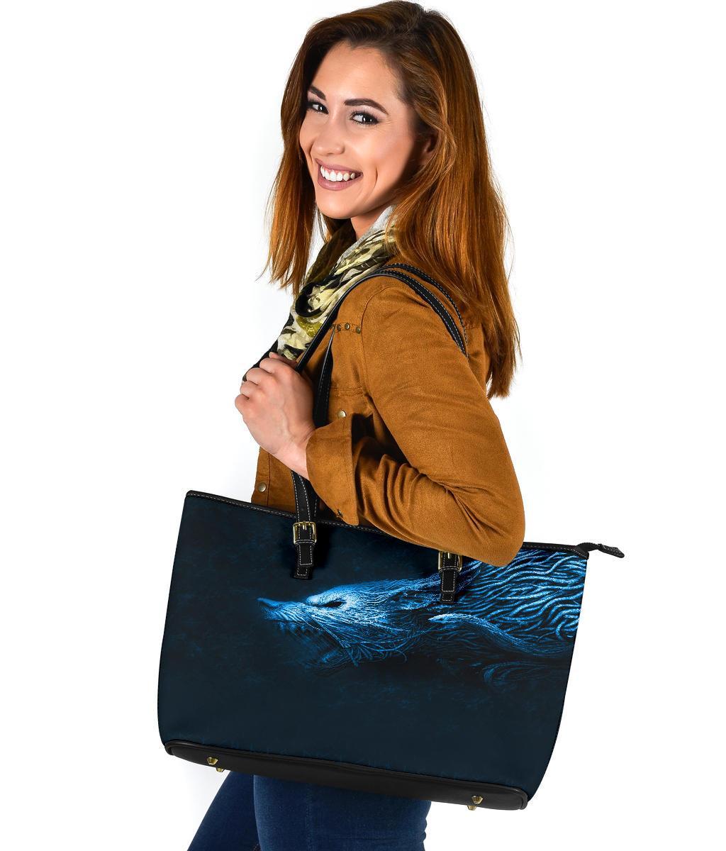 Viking Large Leather Tote, Fenrir Wolf RLT12