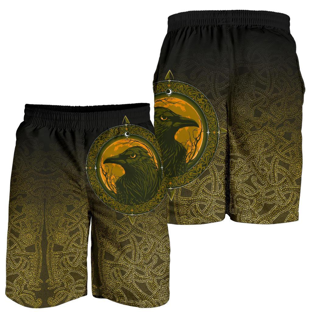 Viking Men's Shorts, Ethnic Odin Raven Gold RLT12