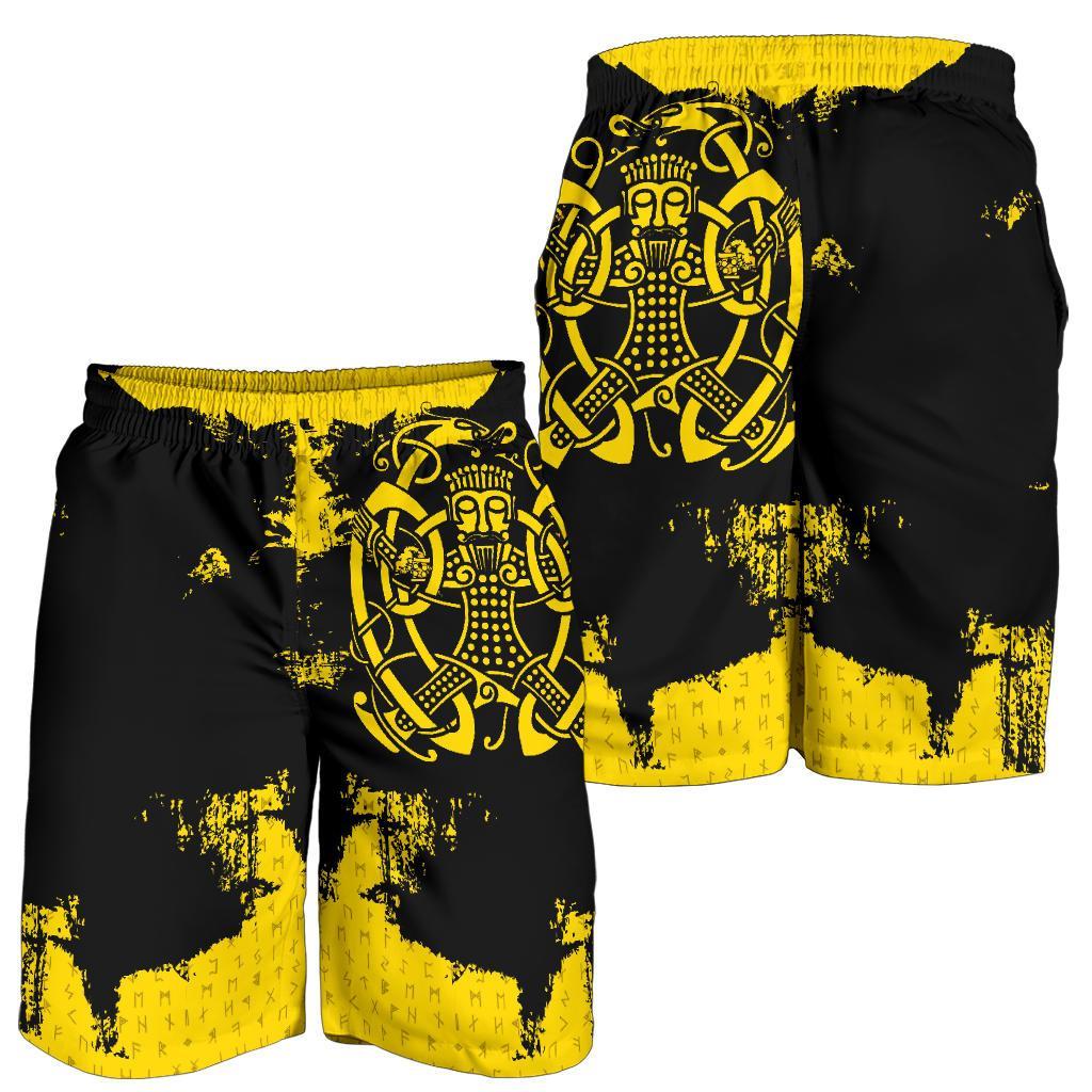 Viking Men's Shorts, Loki Bound Triskele Rune Gold RLT12