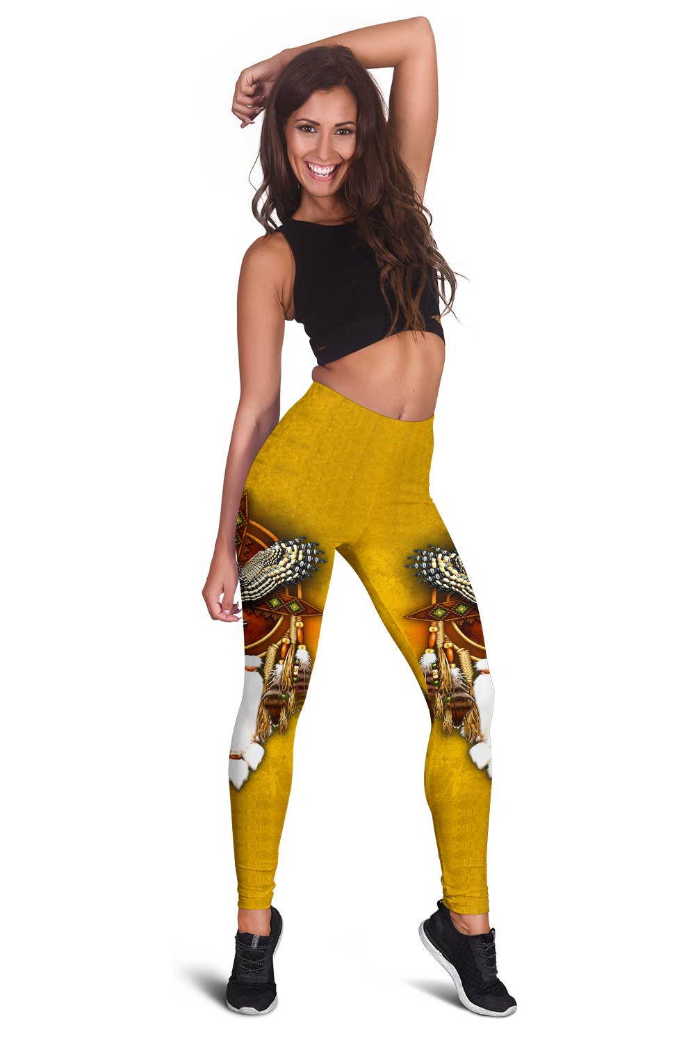 Owl Dreamcatcher Yellow Native American Design Women's Leggings LT10