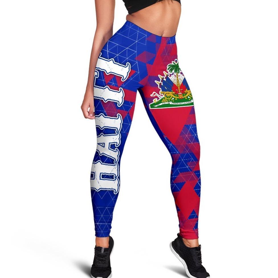 Haiti Leggings - National Flag Polygon Style