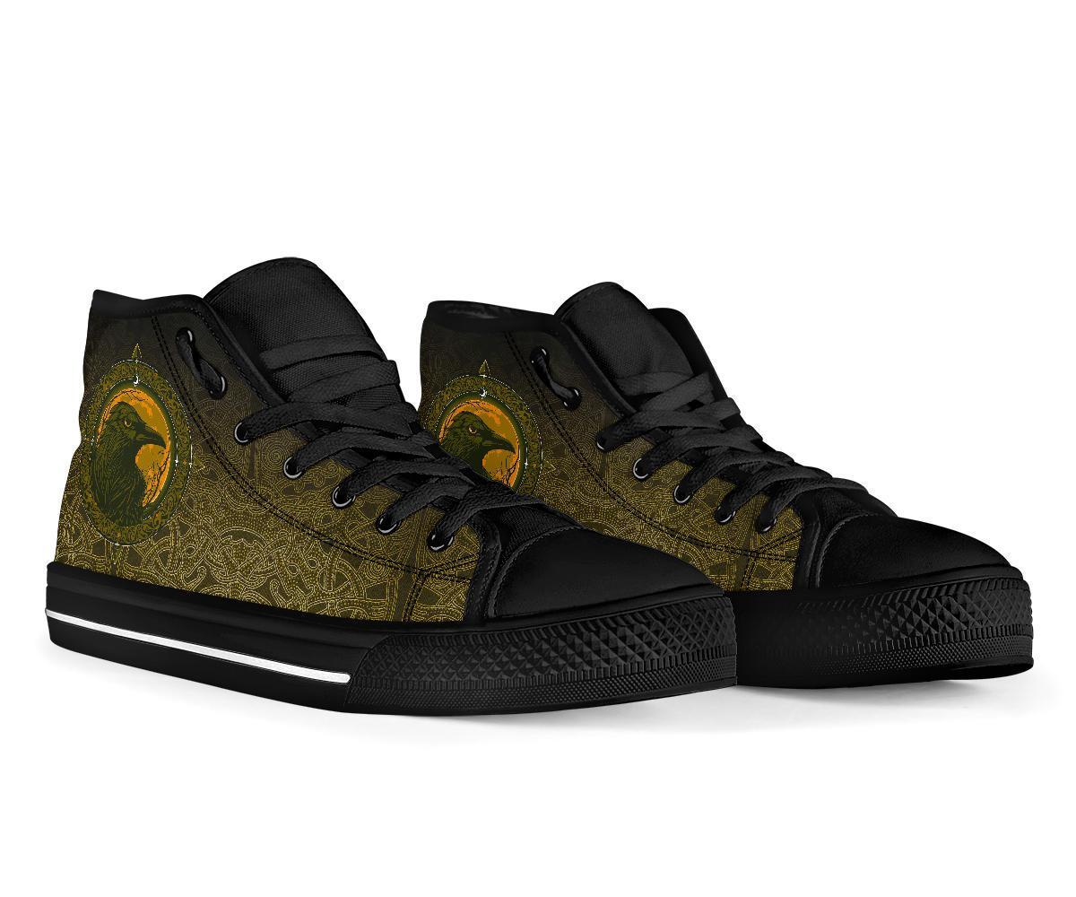 Viking High Top Shoes, Ethnic Odin Raven Gold RLT12