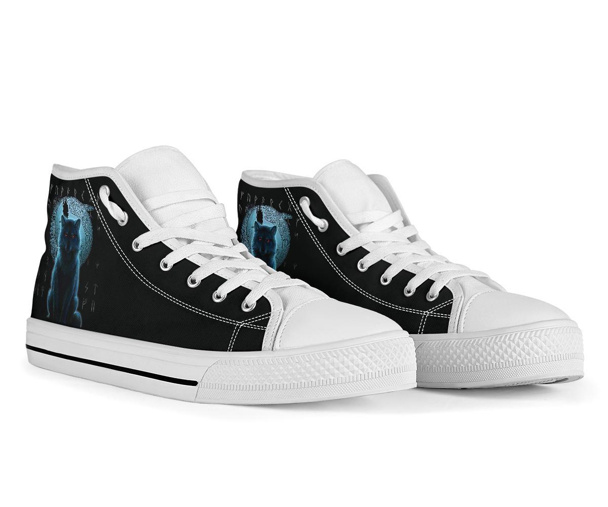 Viking High Top Shoes, Fenrir Viking Wolf and Moon RLT12