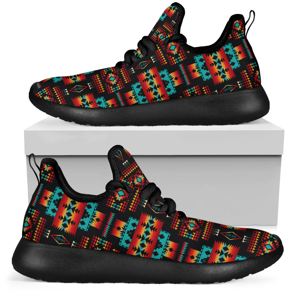 Black Native Tribes Pattern Native American Mesh Knit Sneakers LT10