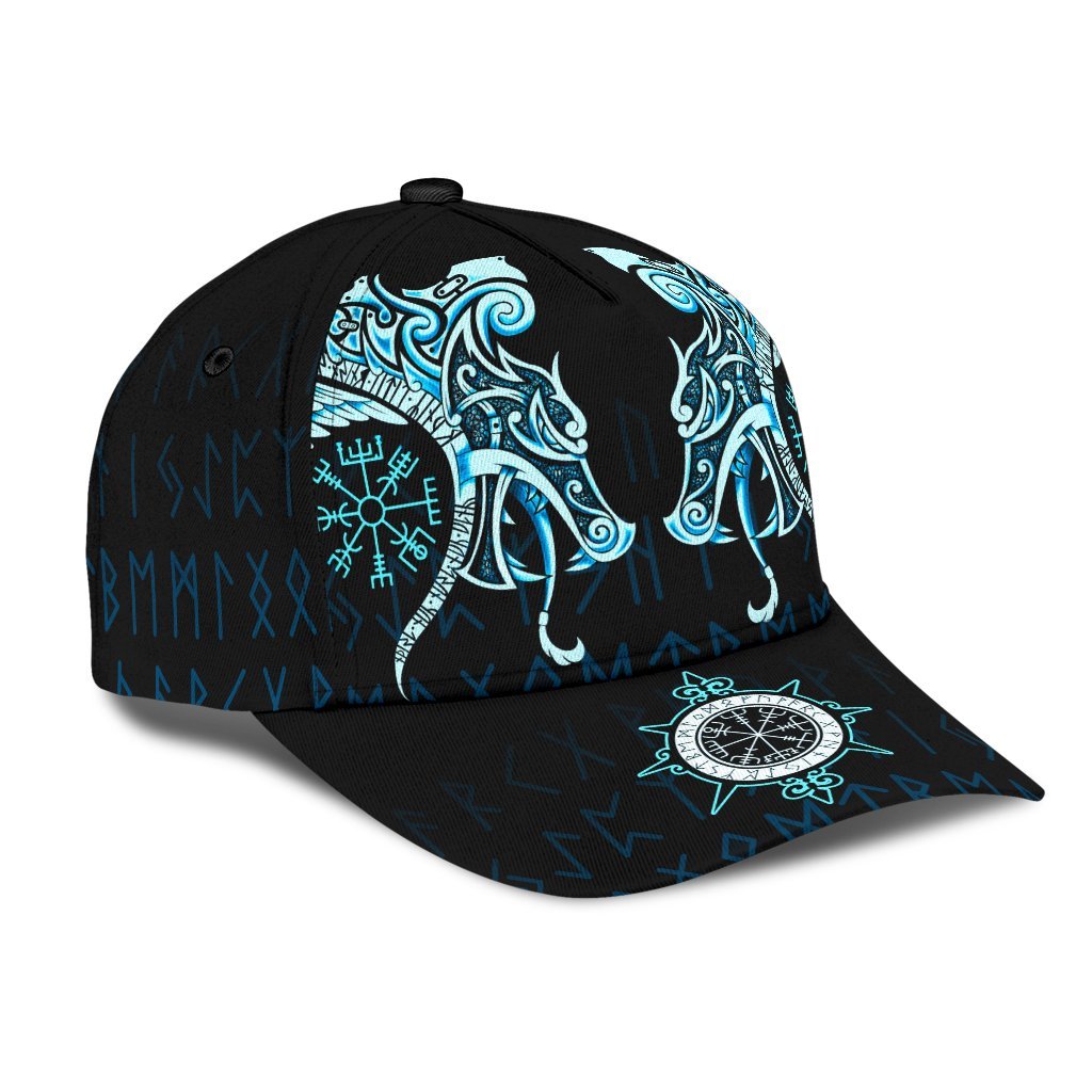 Viking Classic Cap, Fenrir Raven and Vegvisir Tattoo Cyan RLT12
