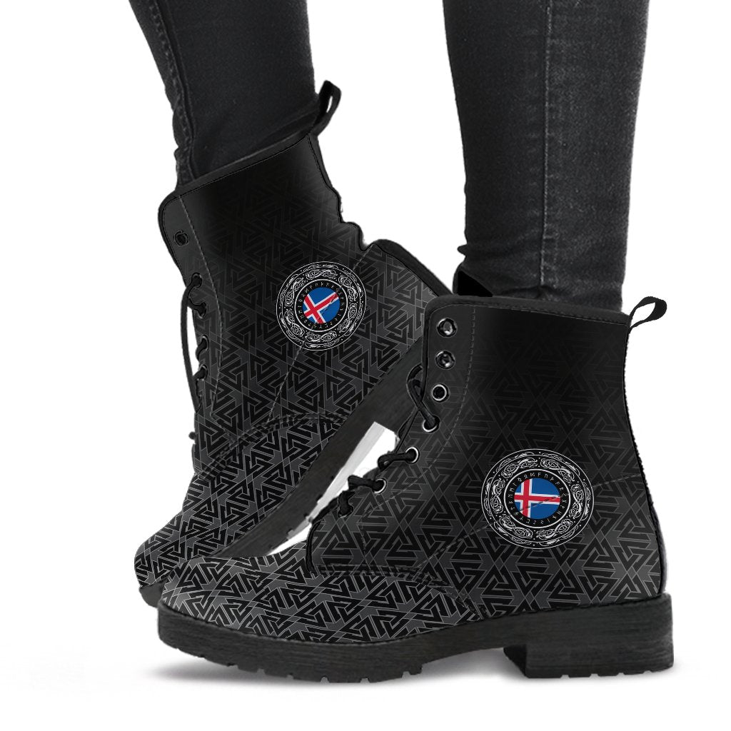 Viking Leather Boots Iceland Coat Of Arms RLT12