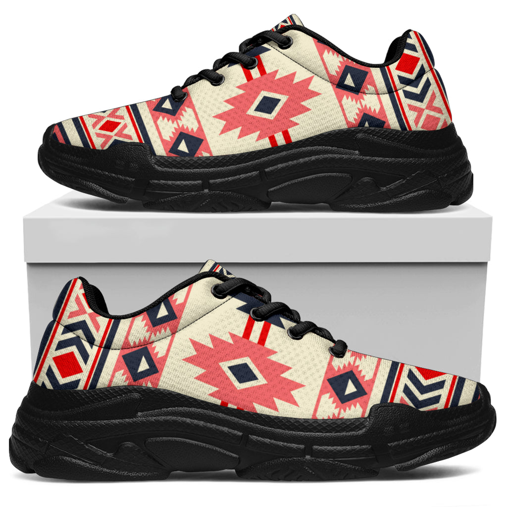 Native American Pink and Navy Pattern Chunky Sneakers LT10