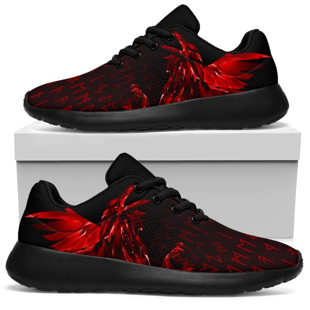 Viking Sport Sneakers - The Raven Of Odin Rune, Red RLT12