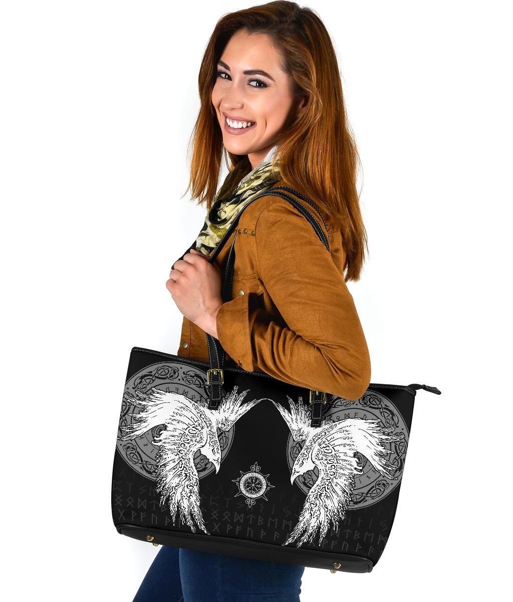 Viking Large Leather Tote Mystical Raven Tattoo Special RLT12