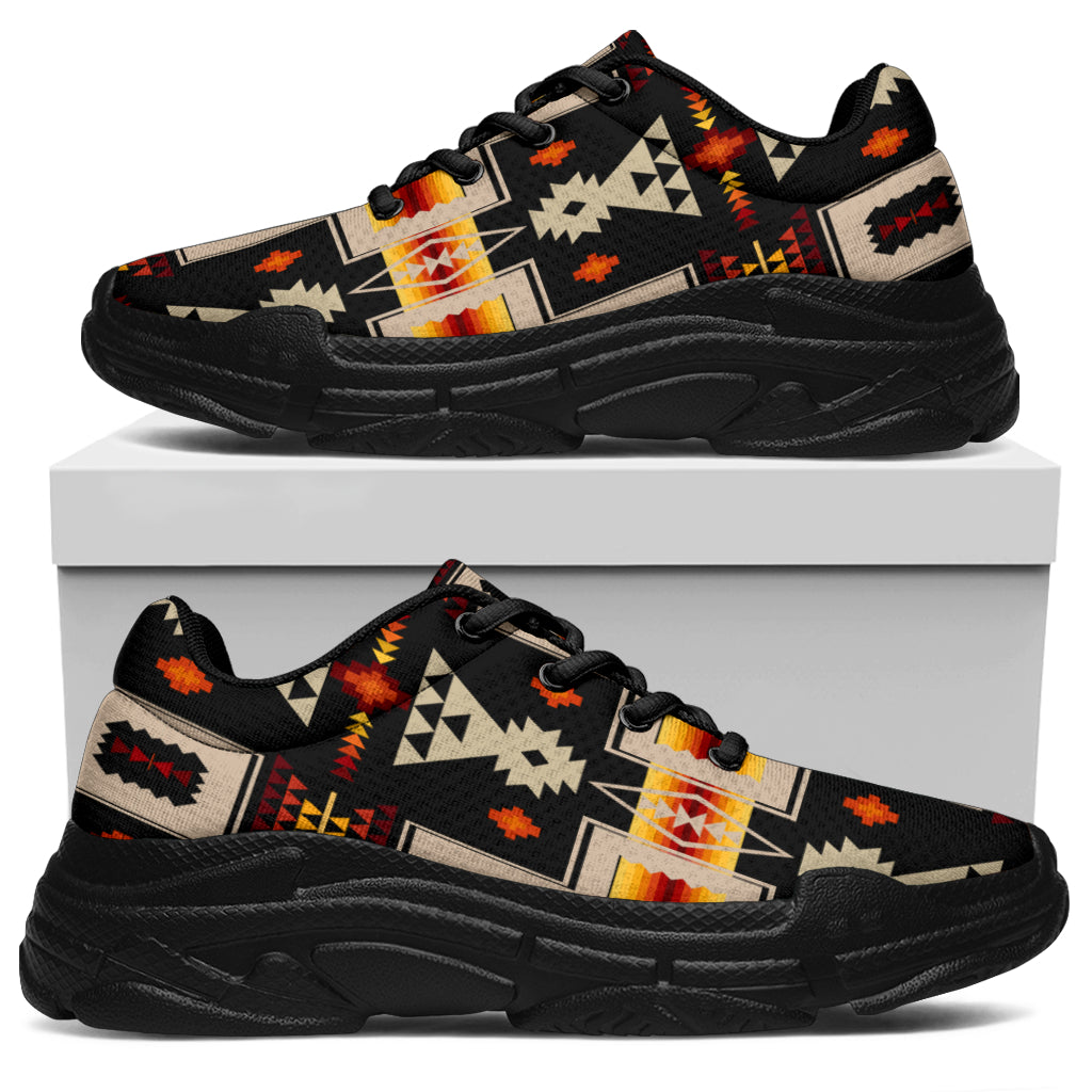 Native American Black Tribe Design Chunky Sneakers LT10