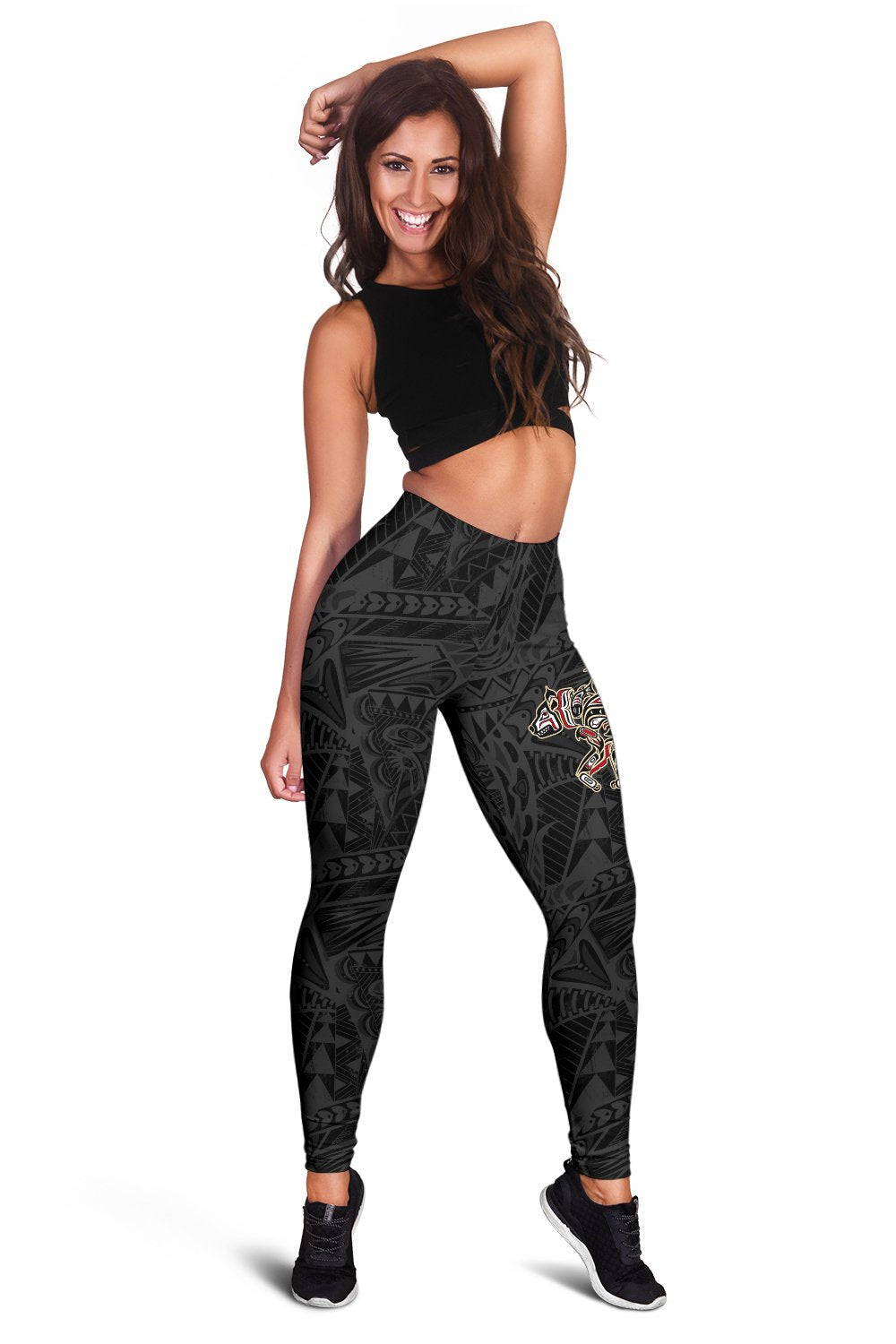 Wonder Print Shop Women's Leggings Haida Bear: Strength, Healing And Power (Black)