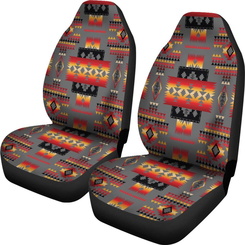 Gray Tribe Pattern Native American Car Seat Covers LT10