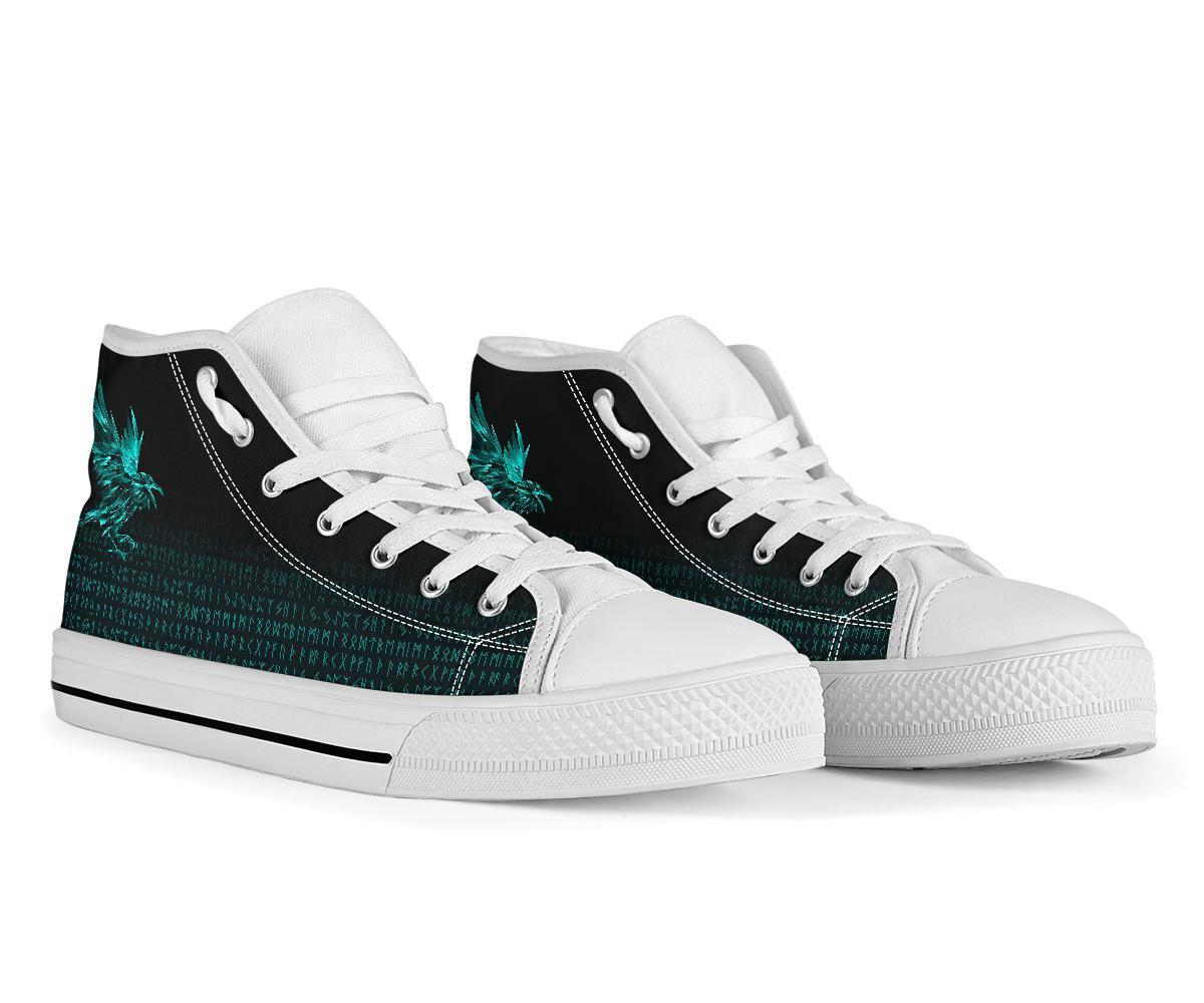 Viking High Top Shoes The Raven Of Odin Rune Cyan RLT12