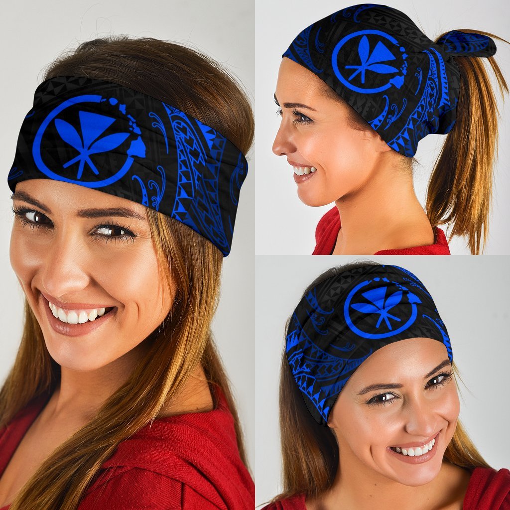 Polynesian Hawaii Bandana 3 - Pack - Blue Tribal Wave