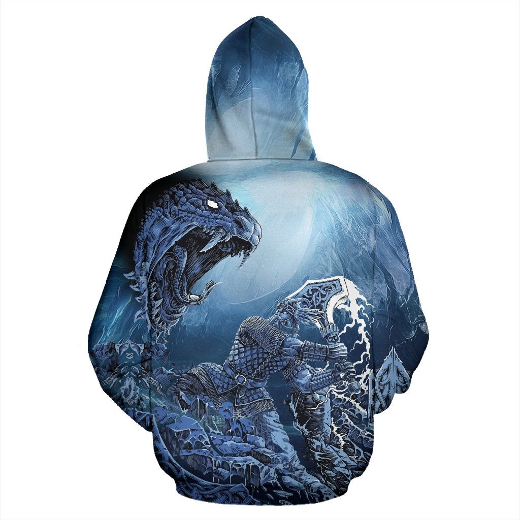 Viking Pullover Hoodie - Thor Vs Midgard Serpent RLT12